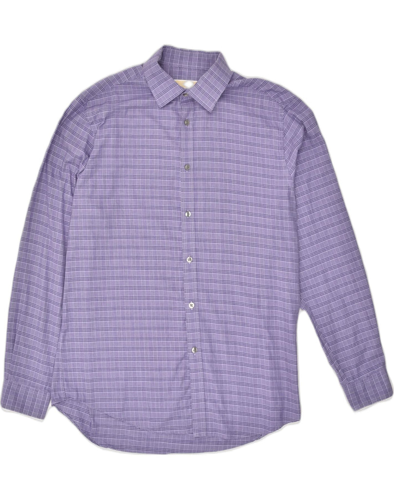 MICHAEL KORS Mens Shirt Size 16 16 1/2 Large Purple Check Cotton | Vintage Michael Kors | Thrift | Second-Hand Michael Kors | Used Clothing | Messina Hembry 