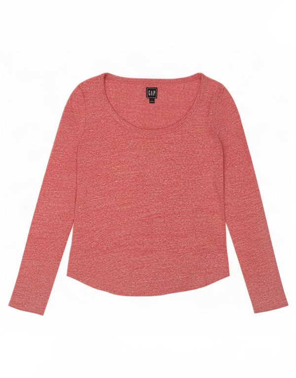 Gap Womens Top Long Sleeve UK 10 Small Pink Flecked Cotton