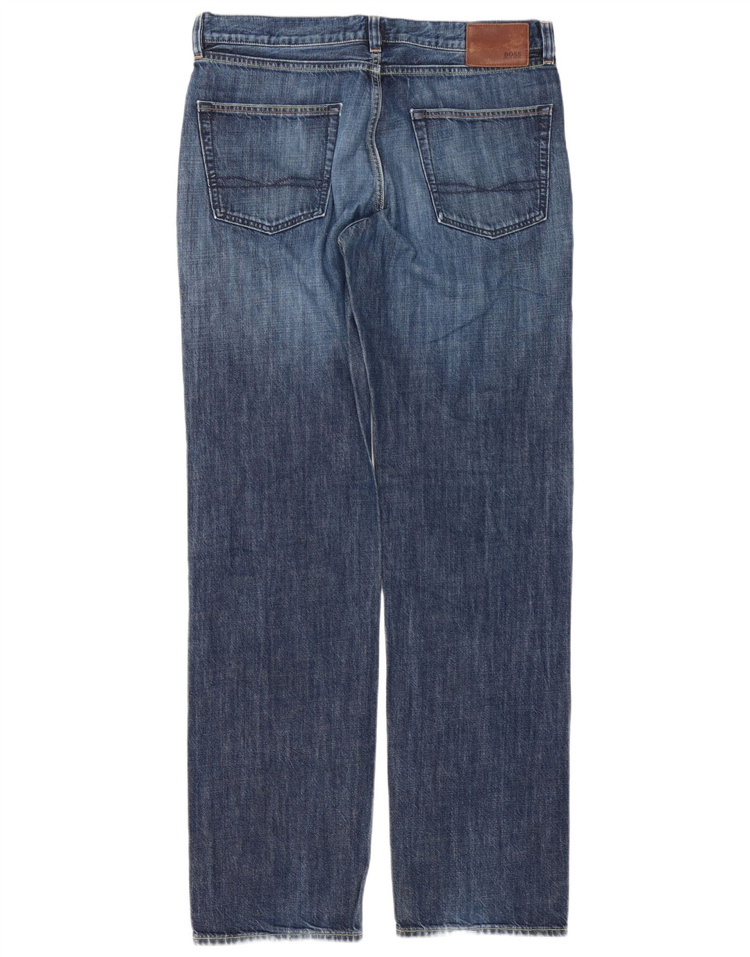 HUGO BOSS Mens Straight Jeans W36 L36 Blue Cotton