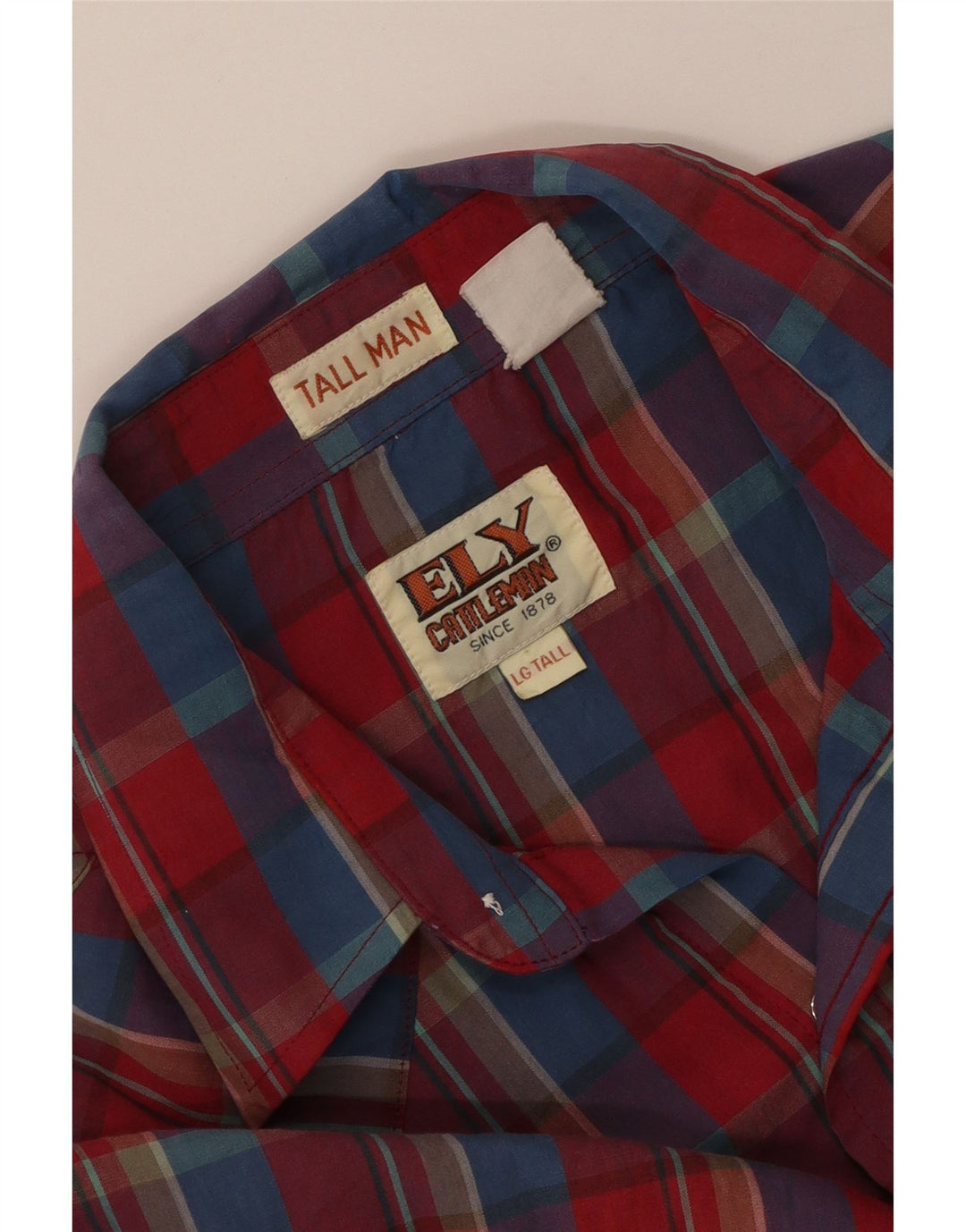 Ely Catteleman Mens Tall Shirt Large Red Plaid