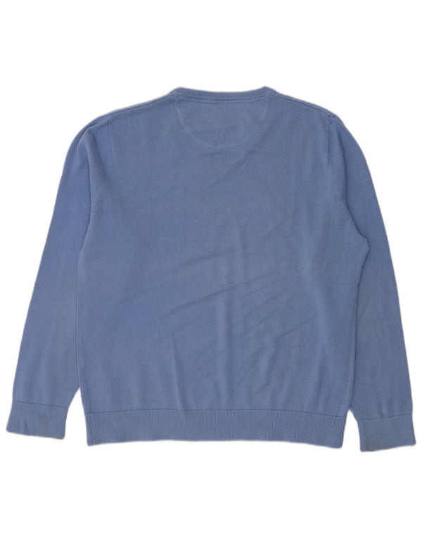 Tommy Hilfiger Mens V-Neck Jumper Sweater Large Blue Cotton