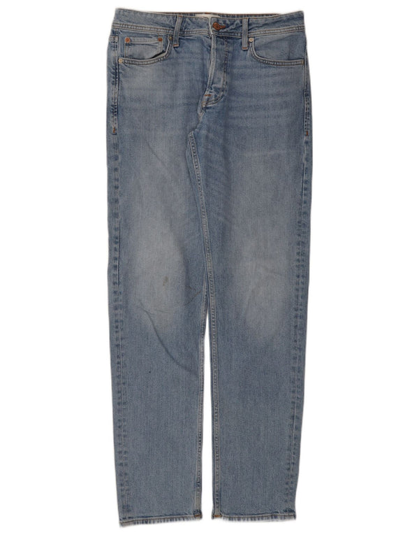 Jack & Jones Mens Straight Jeans W31 L34 Blue Cotton