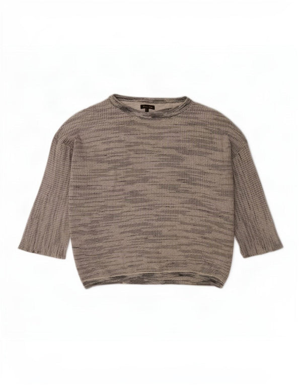 Massimo Dutti Womens Oversized Top 3/4 Sleeve UK 10 Small Grey Flecked