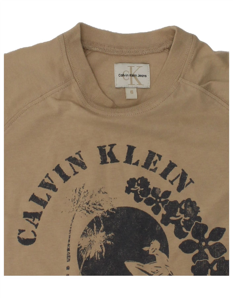 CALVIN KLEIN JEANS Girls Graphic T-Shirt Top 5-6 Years Brown Cotton | Vintage Calvin Klein Jeans | Thrift | Second-Hand Calvin Klein Jeans | Used Clothing | Messina Hembry 