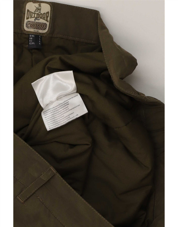 TCM Mens Straight Cargo Windbreaker Trousers Large W36 L30 Khaki Polyester