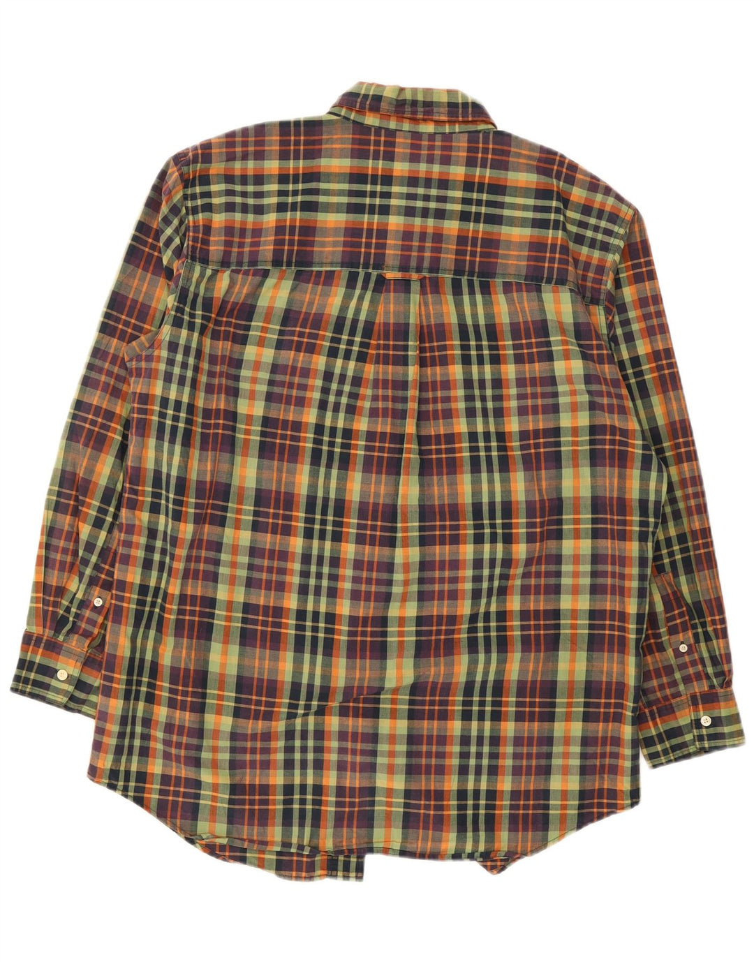 Chaps Mens Easy Care Shirt Large Green Check Cotton