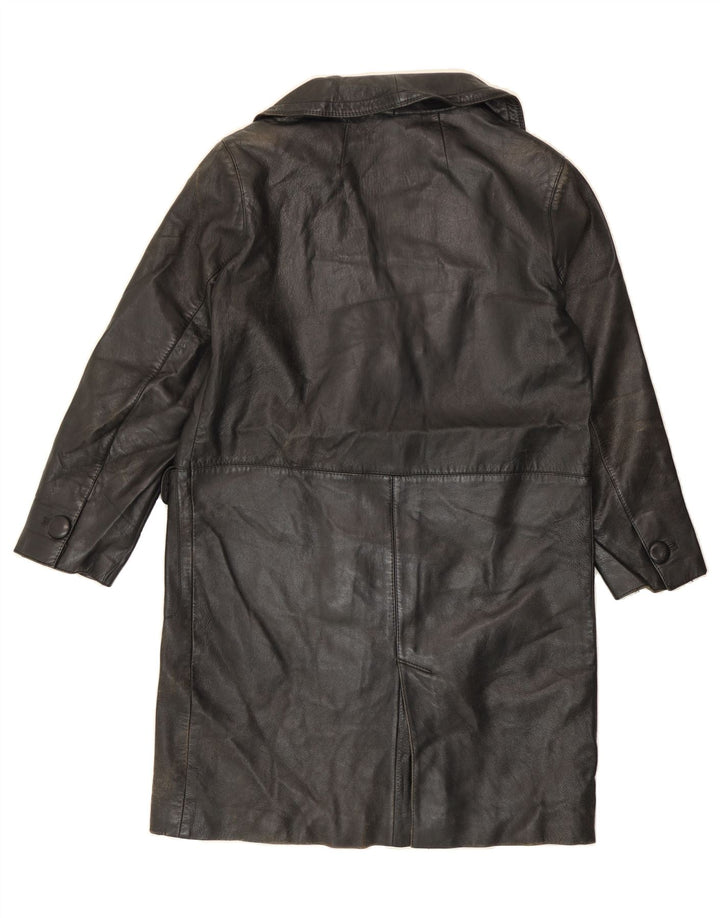 VINTAGE Womens Leather Coat UK 14 Medium Black Leather Vintage Vintage and Second-Hand Vintage from Messina Hembry 
