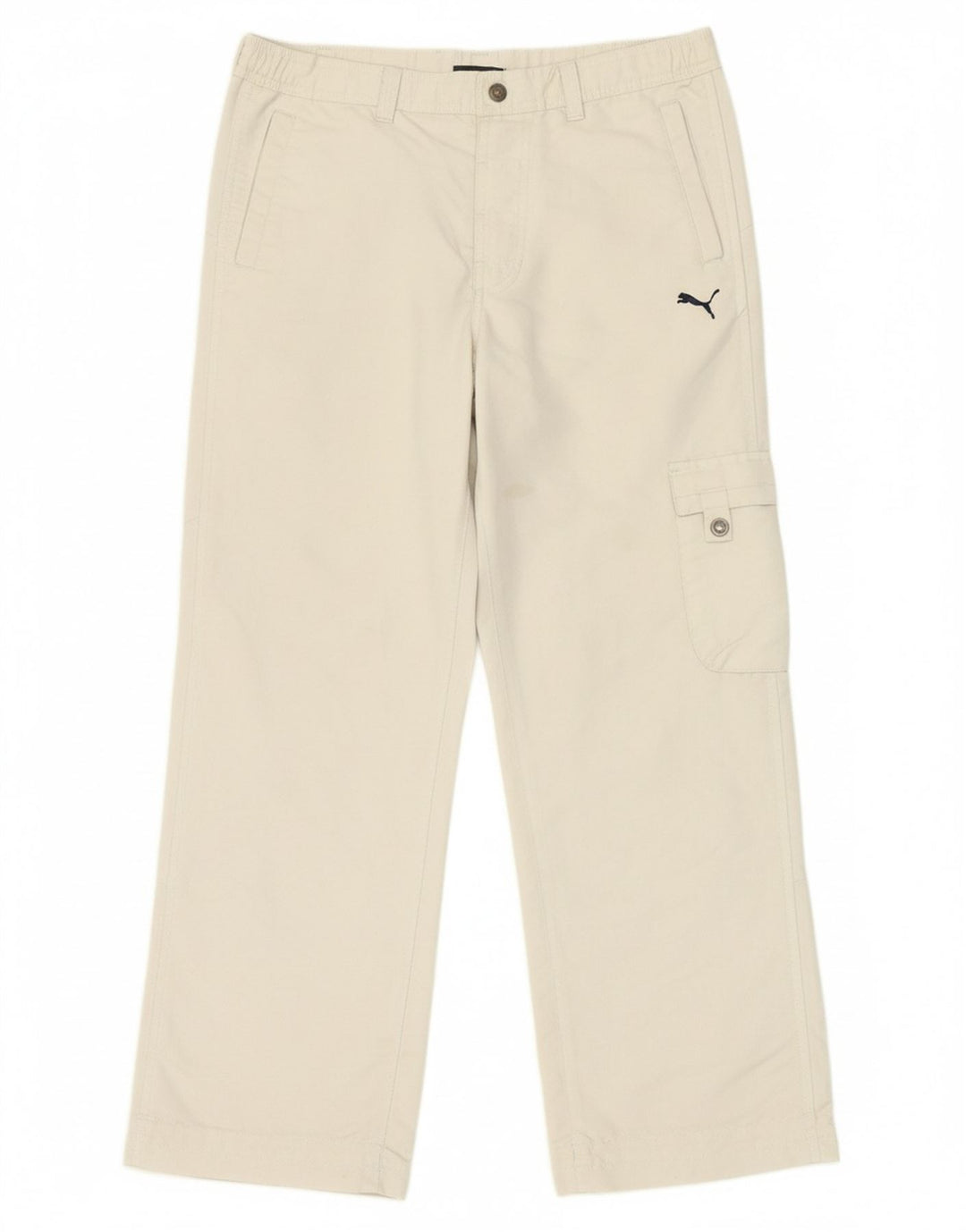 PUMA Boys Straight Cargo Trousers 11-12 Years W30 L26 White Polyester