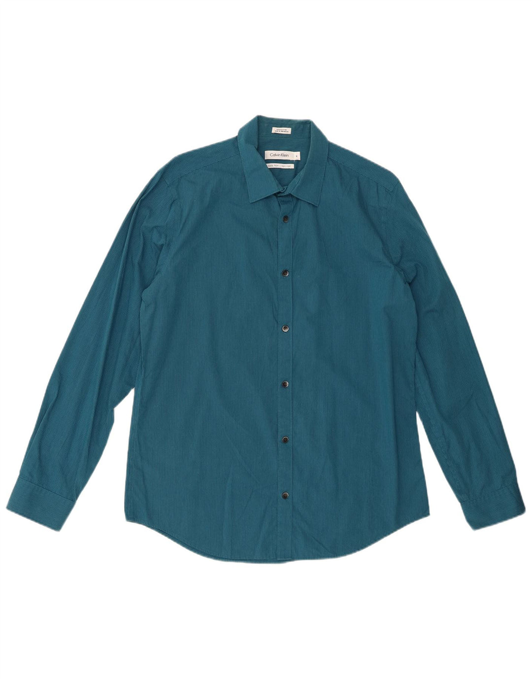 CALVIN KLEIN Mens Shirt Medium Blue Pinstripe Cotton