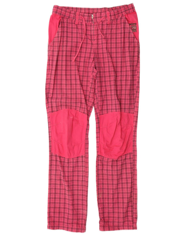 Think Pink Womens Straight Casual Trousers Medium W30 L33 Pink Check Cotton