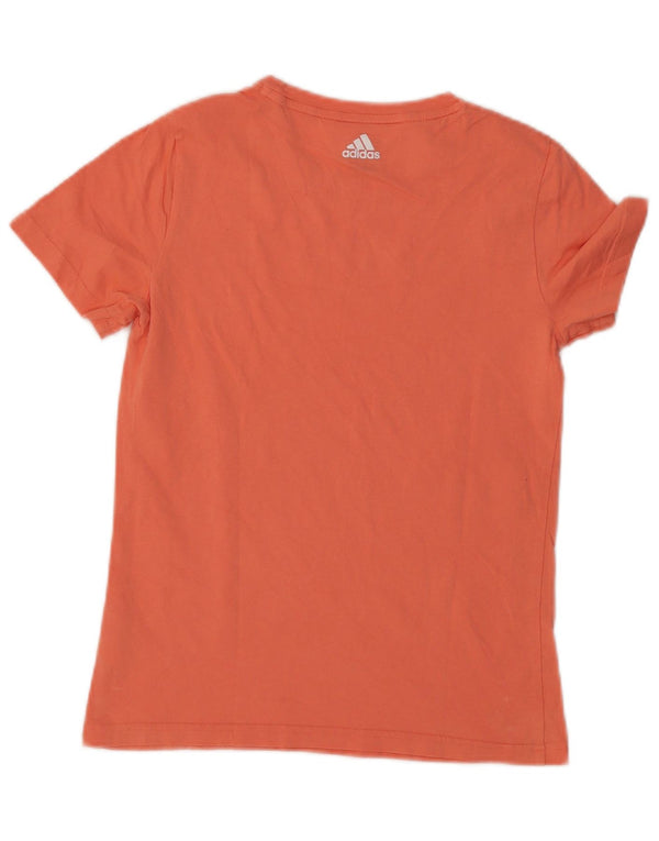 ADIDAS Girls Graphic T-Shirt Top 13-14 Years Orange Cotton