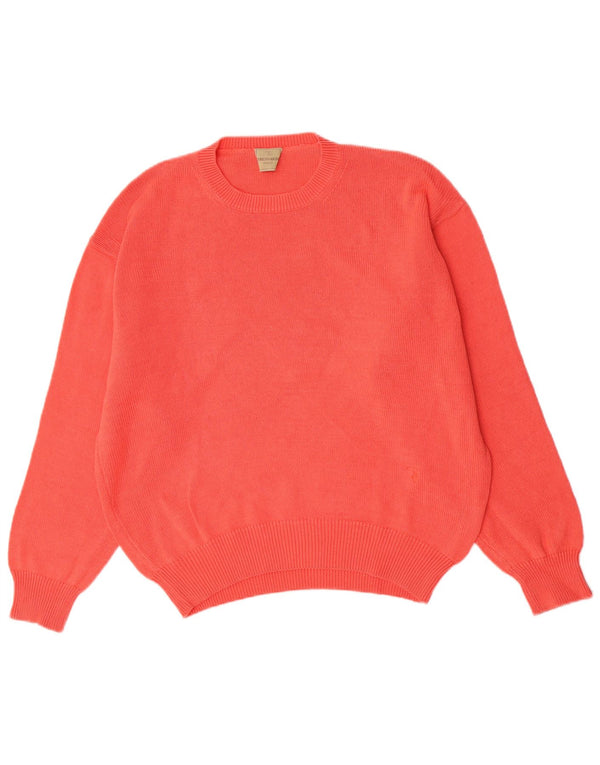 Trussardi Womens Oversized Crew Neck Jumper Sweater UK 10 Small Pink Cotton