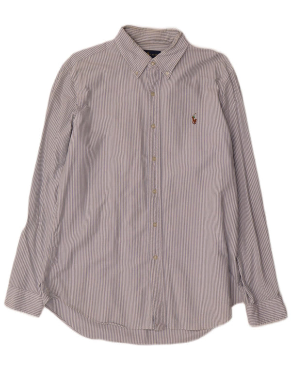 Ralph Lauren Mens Classic Fit Shirt Large Blue Pinstripe Cotton