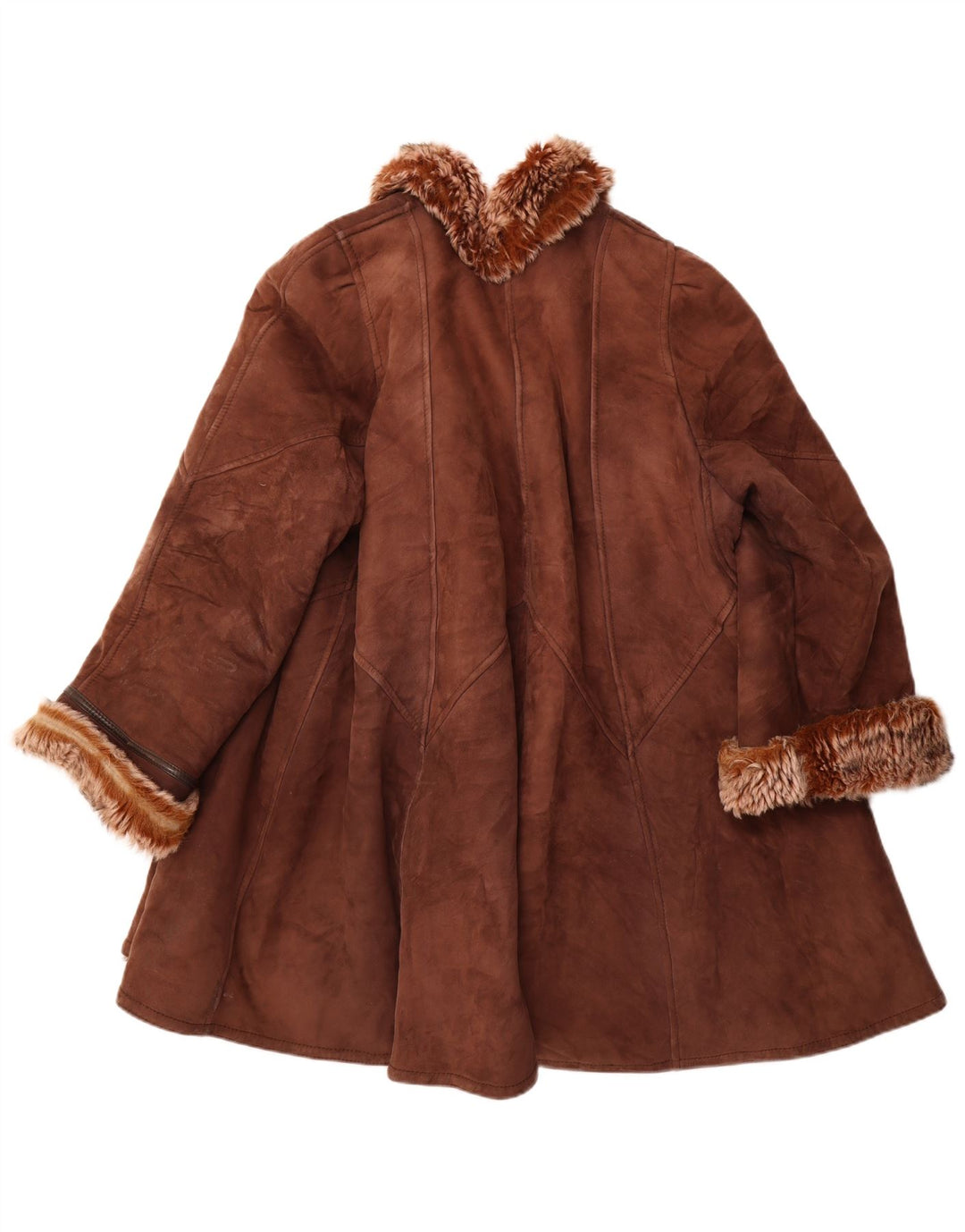 Vintage Womens Shearling Coat UK 18 XL Brown