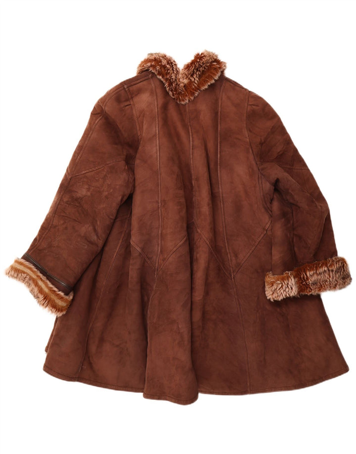 Vintage Womens Shearling Coat UK 18 XL Brown