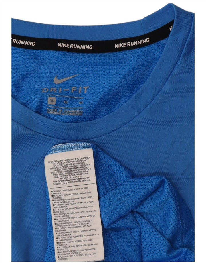 Nike Mens Dri Fit T-Shirt Top XL Blue Polyester