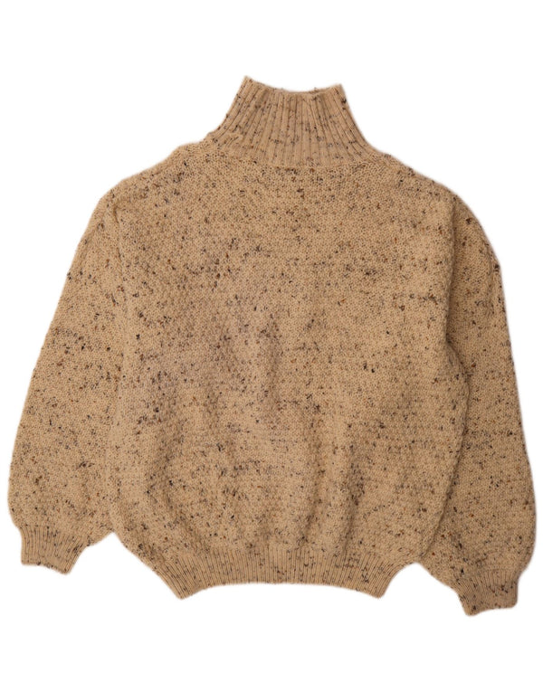 Vintage Mens Roll Neck Jumper Sweater XL Beige Flecked New Wool