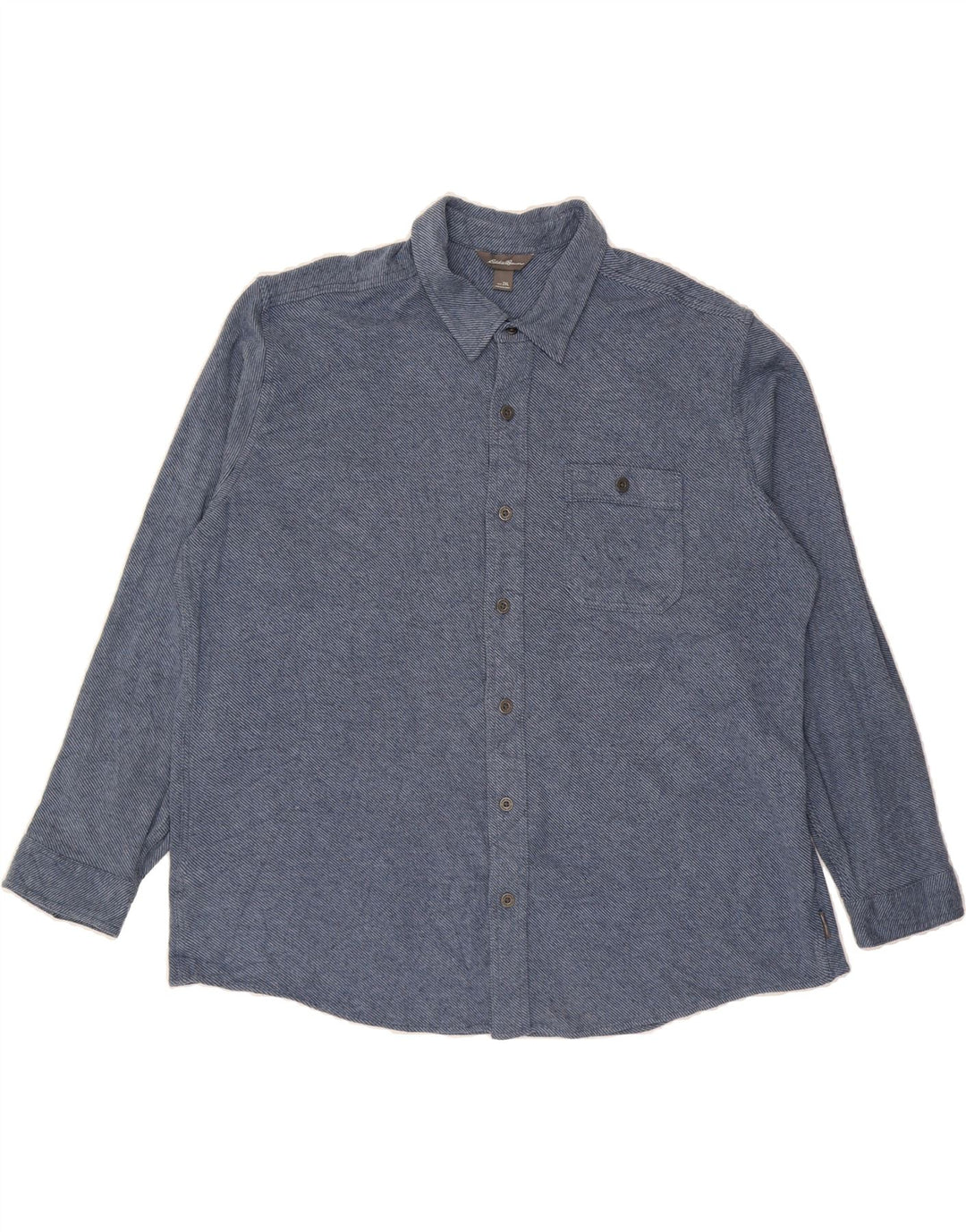 EDDIE BAUER Mens Flannel Shirt 2XL Blue Pinstripe Cotton Vintage Eddie Bauer and Second-Hand Eddie Bauer from Messina Hembry 