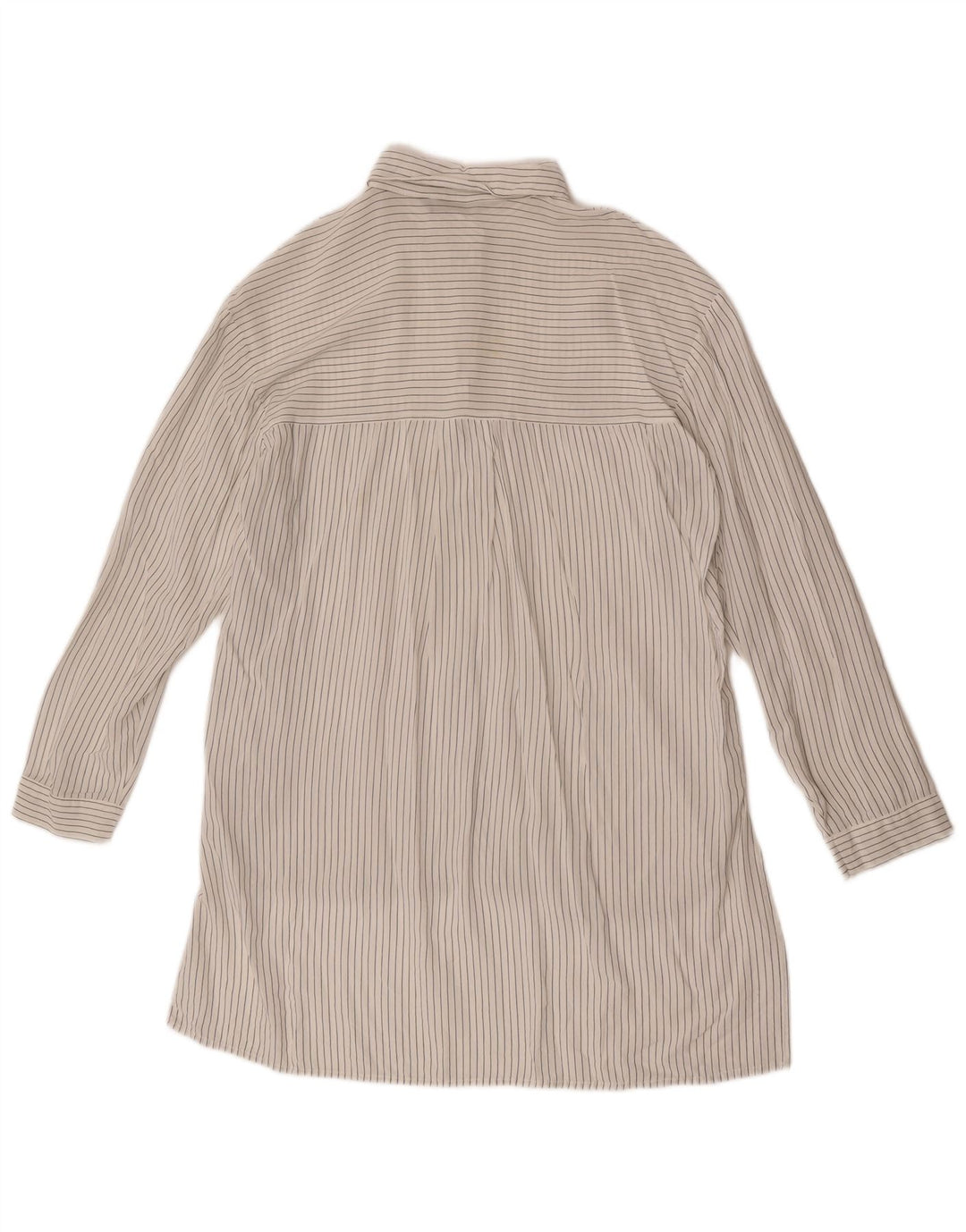Zara Womens See Through Pullover Shirt UK 16 Large Off White Striped