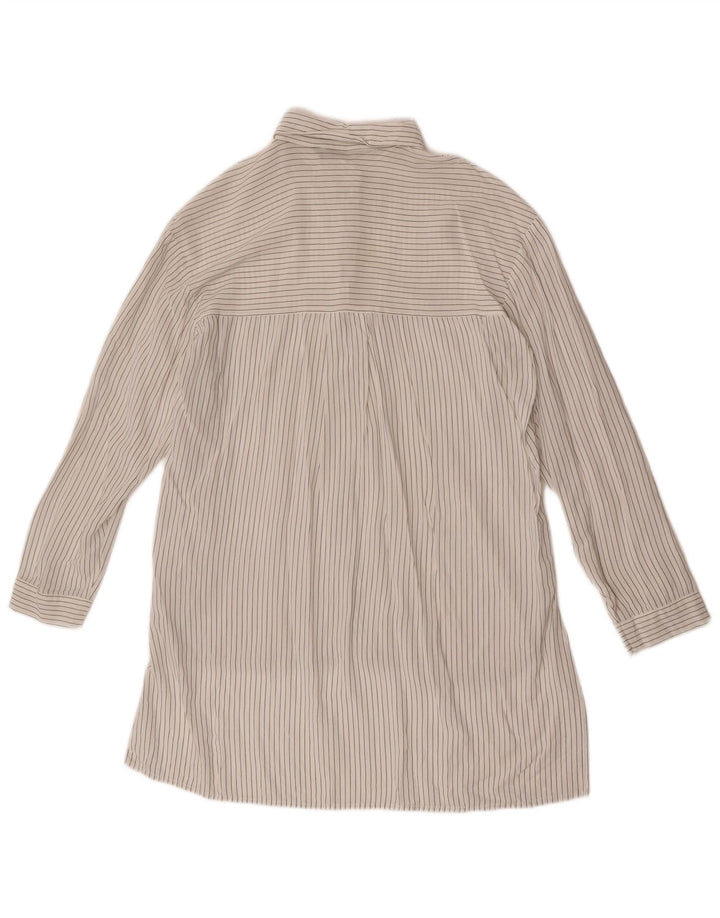 Zara Womens See Through Pullover Shirt UK 16 Large Off White Striped