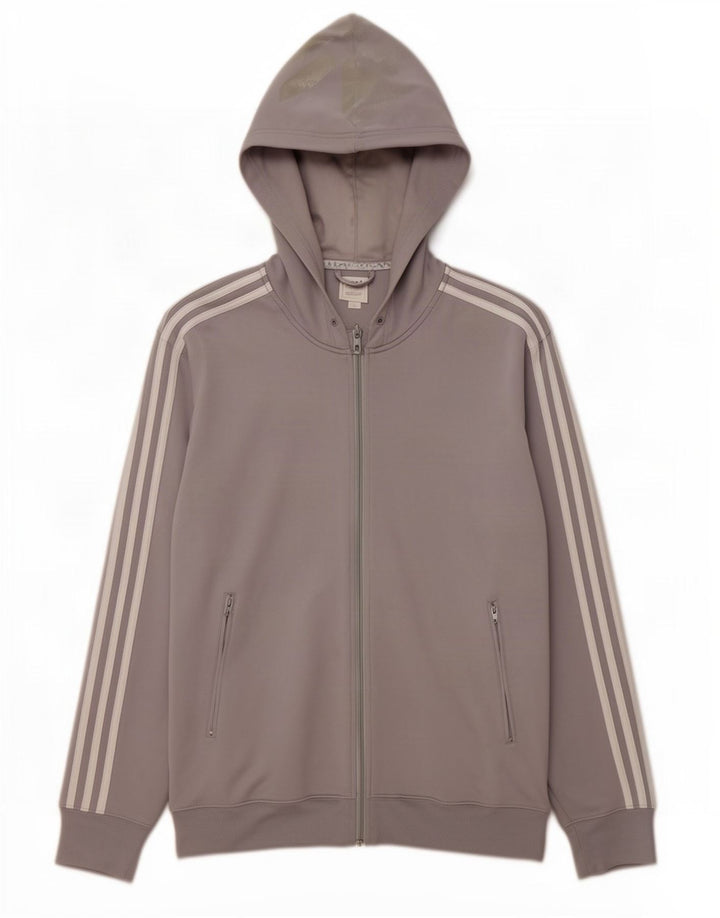 Adidas Mens Graphic Zip Hoodie Sweater XL Grey Polyester