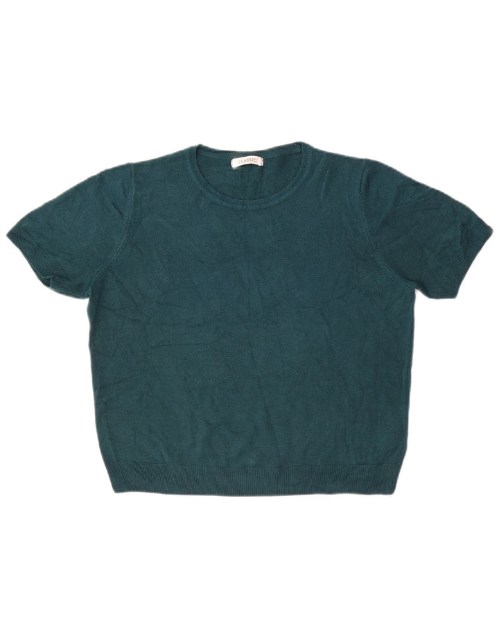 Marks & Spencer Womens T-Shirt Top UK 14 Large Green Acrylic