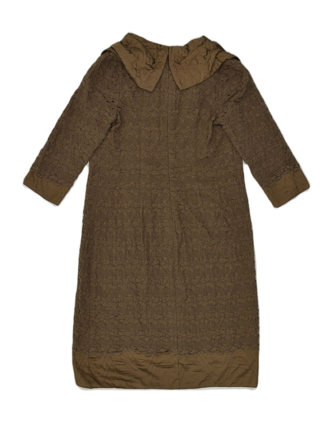 VINTAGE Womens 3/4 Sleeve Shift Dress UK 12 Medium Khaki Cotton | Vintage Vintage | Thrift | Second-Hand Vintage | Used Clothing | Messina Hembry 