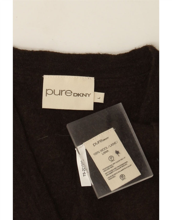 Dkny Mens Cardigan Sweater Large Brown Wool