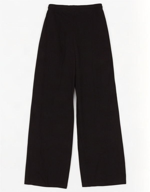 Zara Womens Wide Leg Tracksuit Trousers UK 8 Small Black Cotton