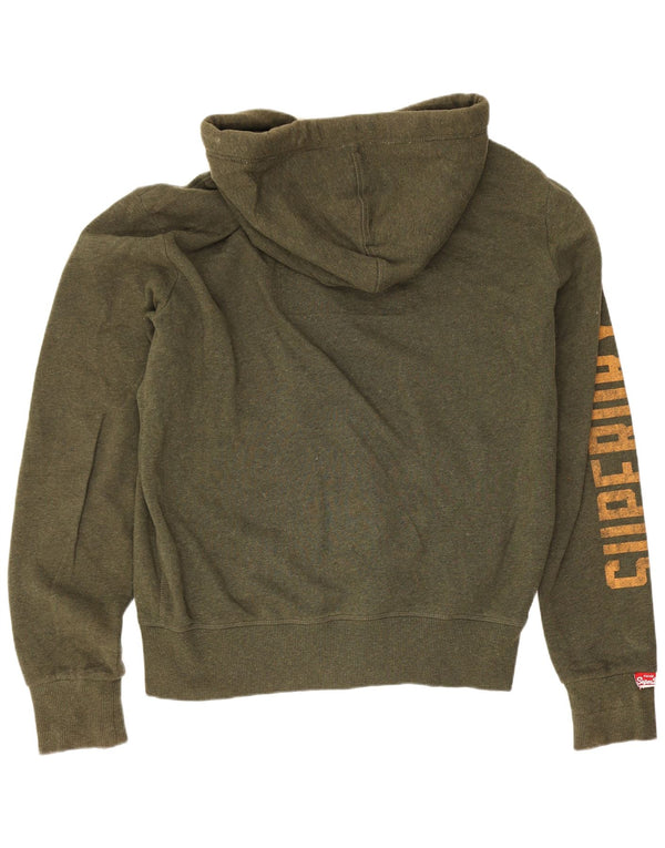 Superdry Mens Graphic Zip Hoodie Sweater Medium Khaki Cotton