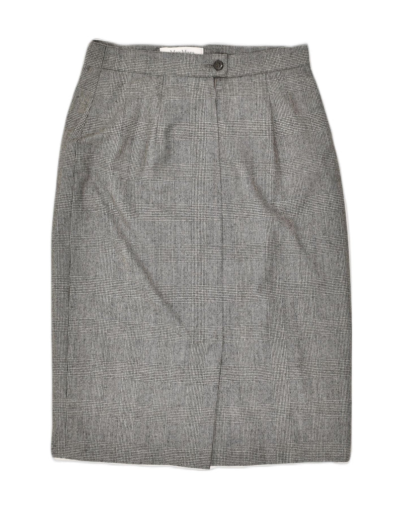 MAX MARA Womens 3 Button 2 Piece Skirt Set UK 12 Medium W28 Grey Polyester | Vintage Max Mara | Thrift | Second-Hand Max Mara | Used Clothing | Messina Hembry 