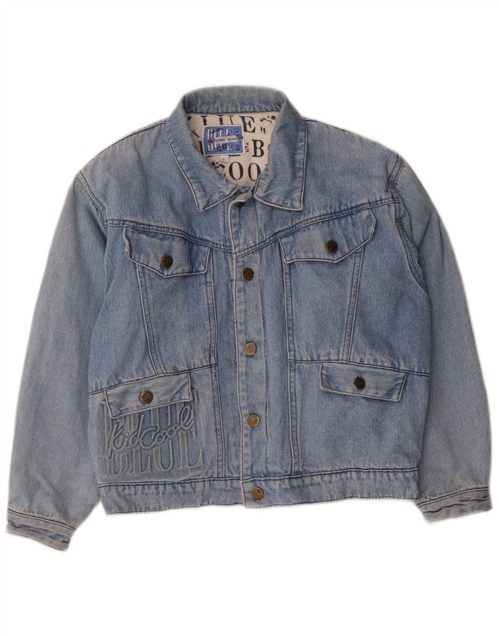 Vintage Boys Graphic Denim Jacket 11-12 Years Large Blue Cotton
