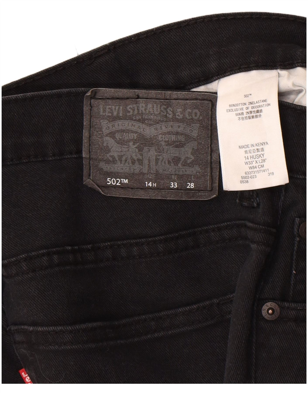 Levi's Boys 502 Regular Tapered Jeans 13-14 Years W33 L28 Black Cotton