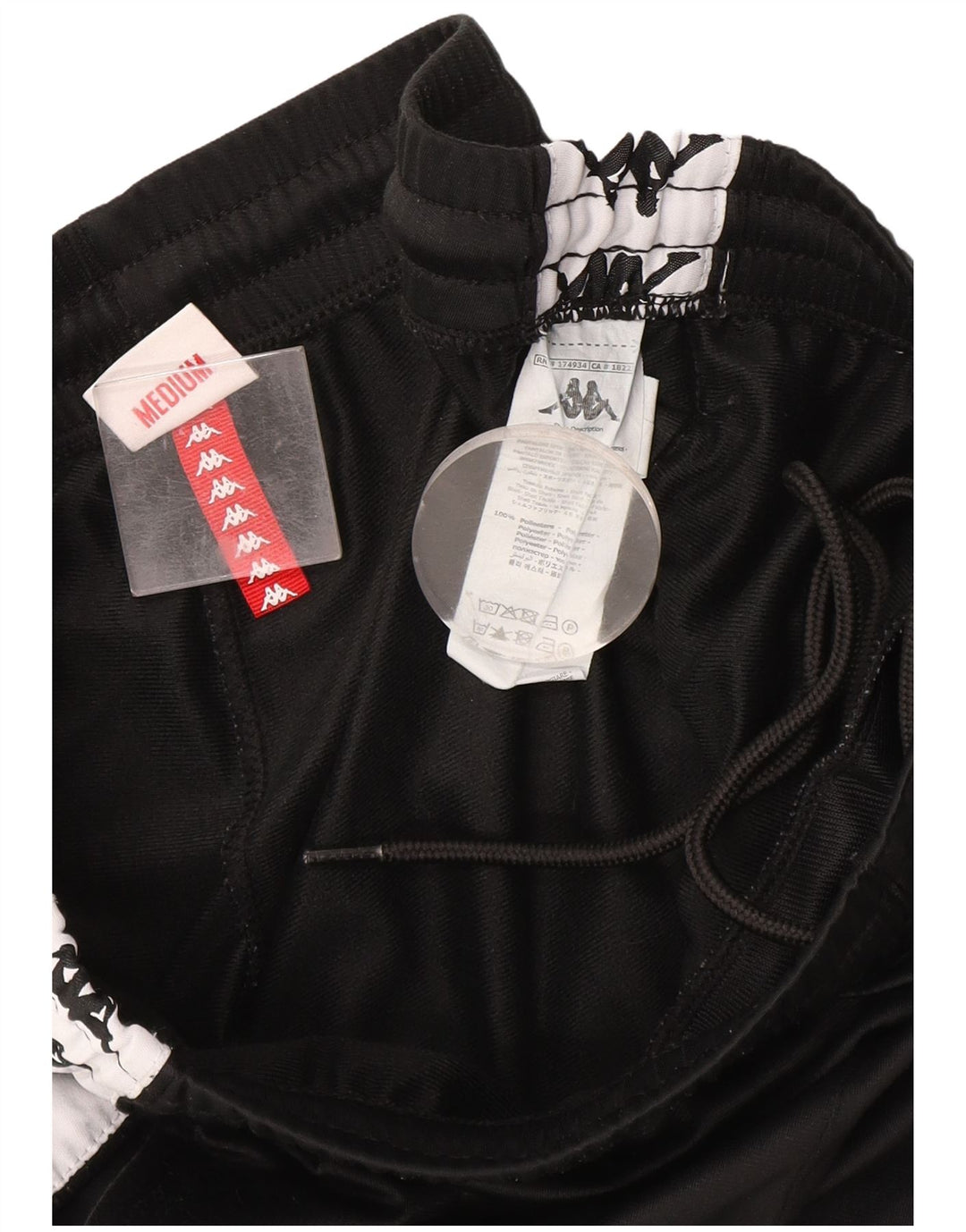 Kappa Mens Graphic Tracksuit Trousers Medium Black Colourblock Polyester
