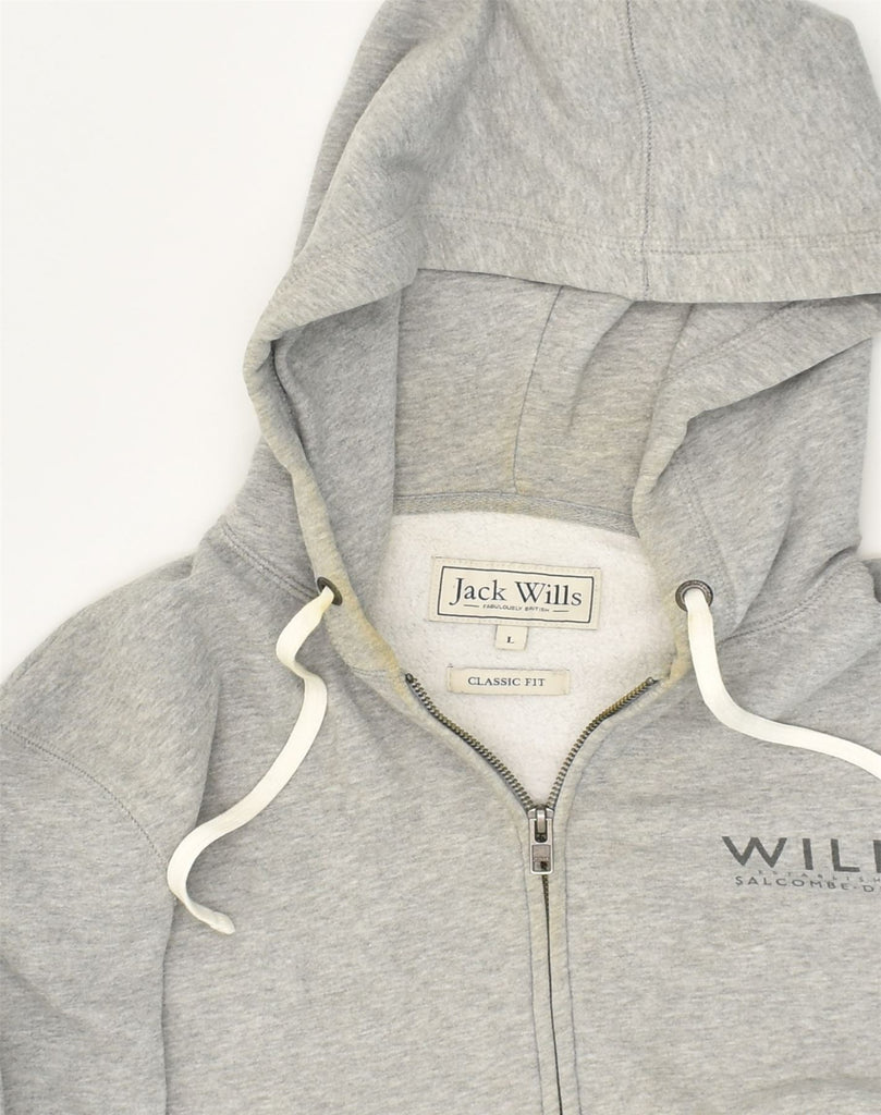 JACK WILLS Mens Zip Hoodie Sweater Large Grey Cotton | Vintage Jack Wills | Thrift | Second-Hand Jack Wills | Used Clothing | Messina Hembry 