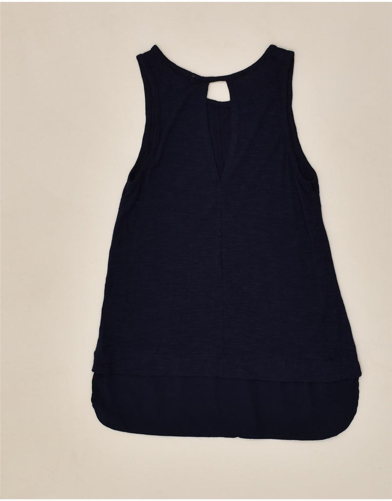 J. CREW Womens Sleeveless Blouse Top UK 2 2XS Navy Blue Viscose | Vintage J. Crew | Thrift | Second-Hand J. Crew | Used Clothing | Messina Hembry 