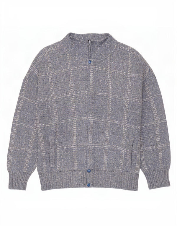 Rodes Mens Cardigan Sweater XL Blue Check Acrylic