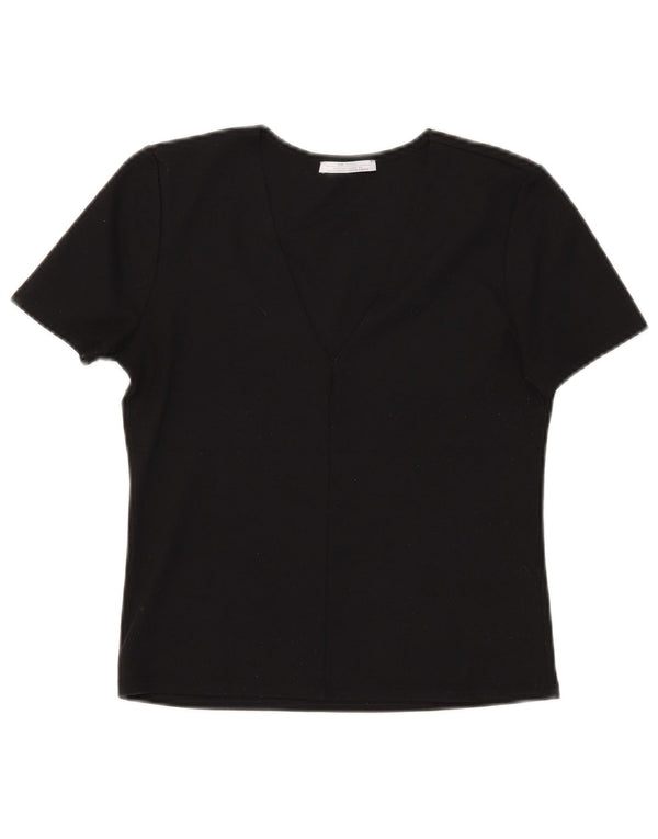 Zara Womens Trafaluc Crop T-Shirt Top UK 14 Medium Black