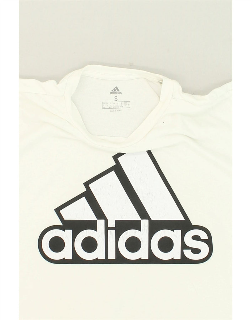 ADIDAS Womens Graphic T-Shirt Top UK  8/10 Small White Cotton | Vintage Adidas | Thrift | Second-Hand Adidas | Used Clothing | Messina Hembry 