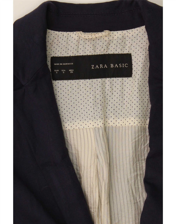 Zara Womens 1 Button Blazer Jacket UK 10 Small Navy Blue