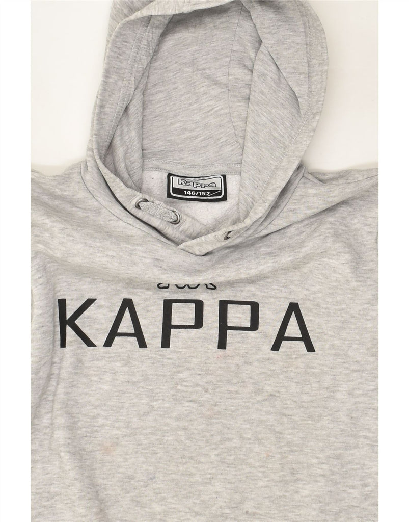 KAPPA Boys Loose Fit Graphic Hoodie Jumper 11-12 Years Grey Cotton | Vintage Kappa | Thrift | Second-Hand Kappa | Used Clothing | Messina Hembry 