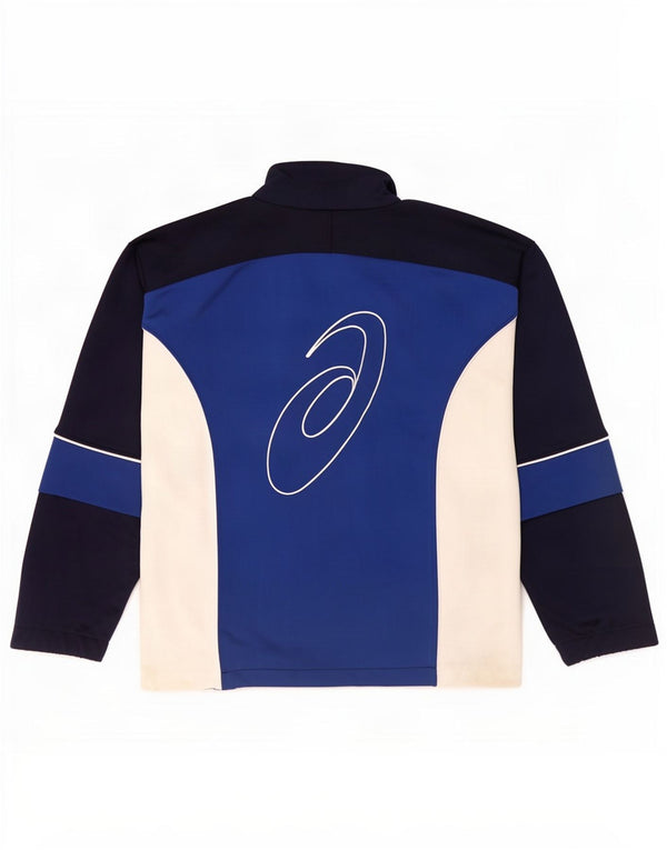 Asics Mens Tracksuit Top Jacket Large Blue Colourblock