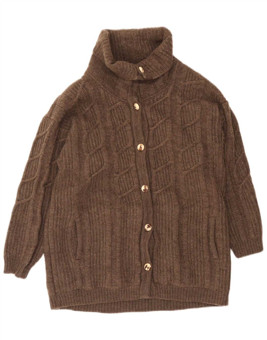 Geiger Womens Cardigan Sweater EU 42 Large Brown Wool