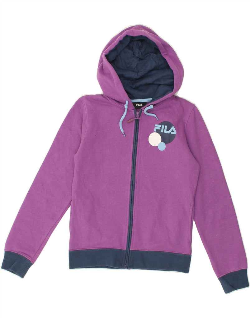 FILA Boys Graphic Zip Hoodie Sweater 9-10 Years Purple Cotton | Vintage Fila | Thrift | Second-Hand Fila | Used Clothing | Messina Hembry 