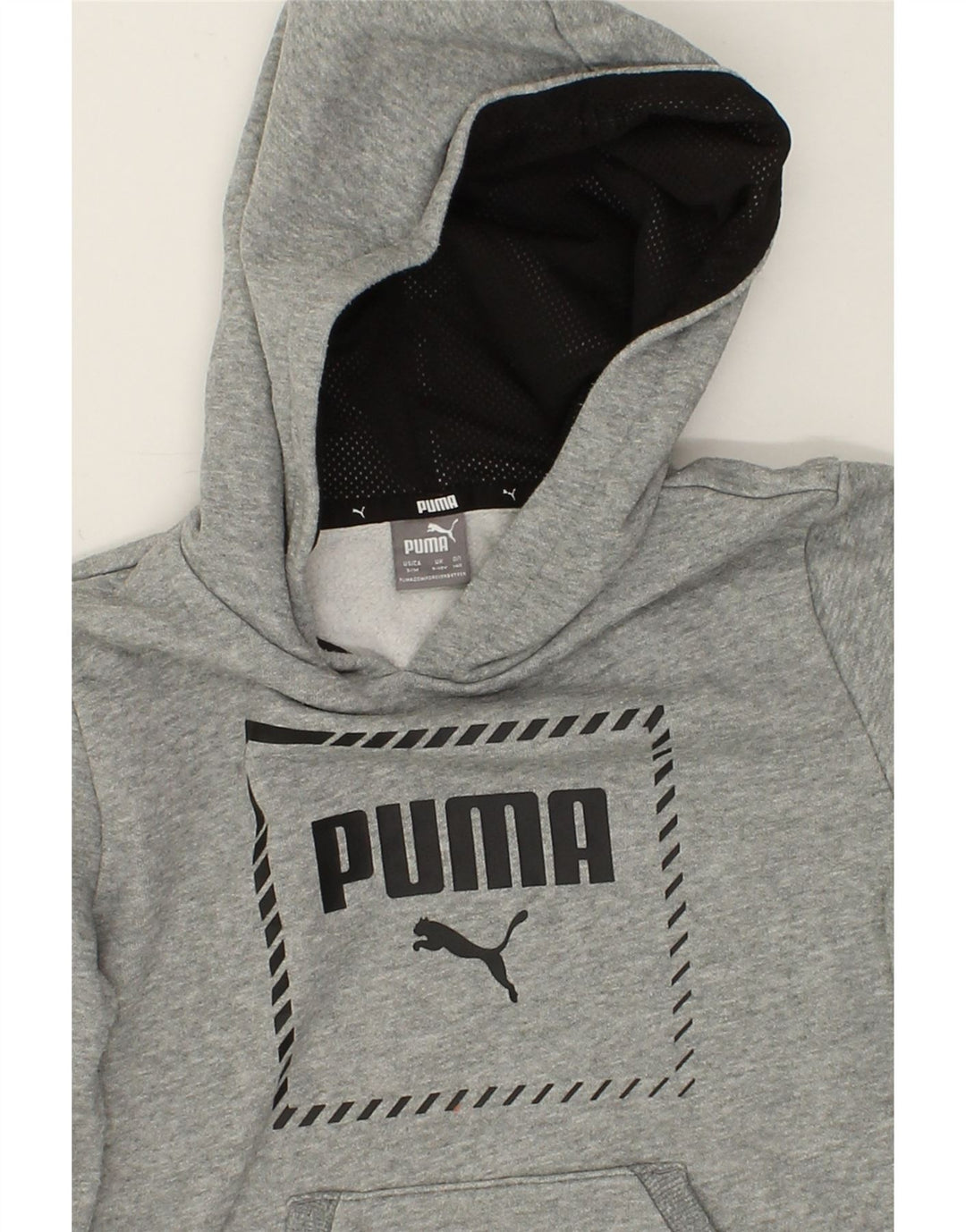 PUMA Boys Graphic Hoodie Jumper 9-10 Years Medium  Grey Cotton Vintage Puma and Second-Hand Puma from Messina Hembry 