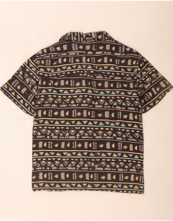 Pull & Bear Mens Short Sleeve Shirt XL Black Geometric