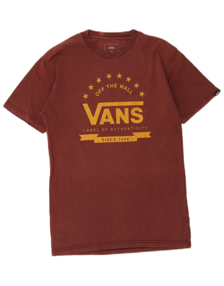 Vans Mens Classic Fit Graphic T-Shirt Top Small Brown Cotton