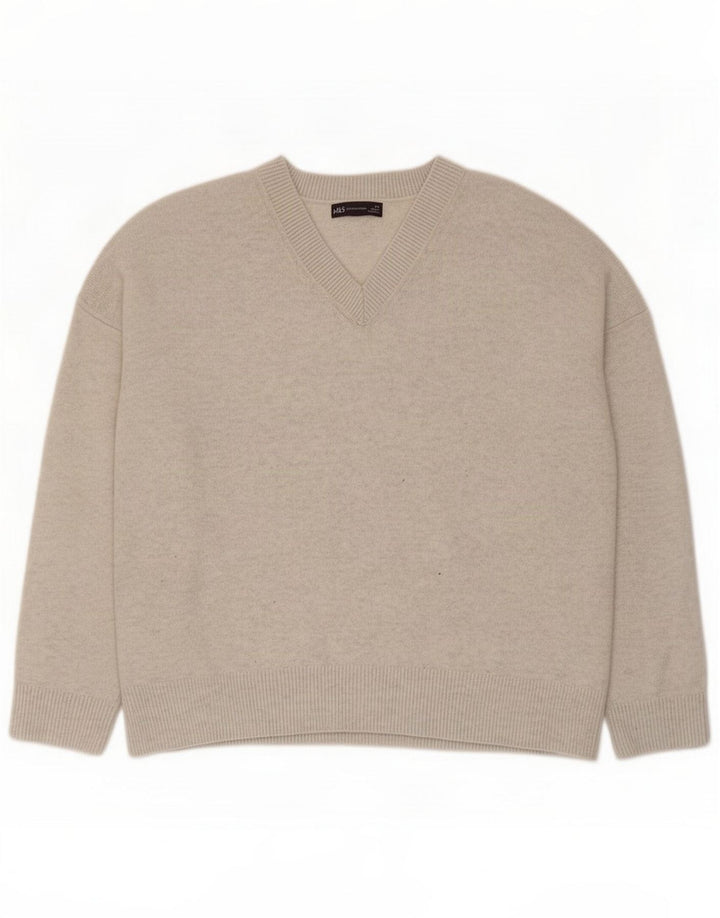 Marks & Spencer Mens V-Neck Jumper Sweater XL Grey Polyester