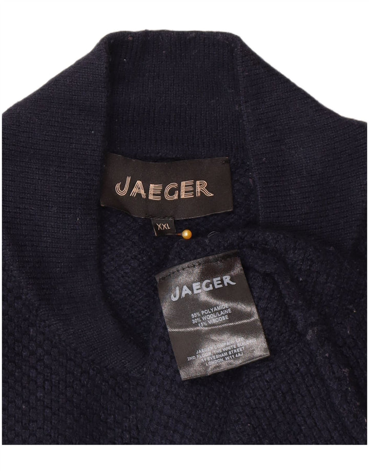 Jaeger Mens Cardigan Sweater 2XL Navy Blue Polyamide