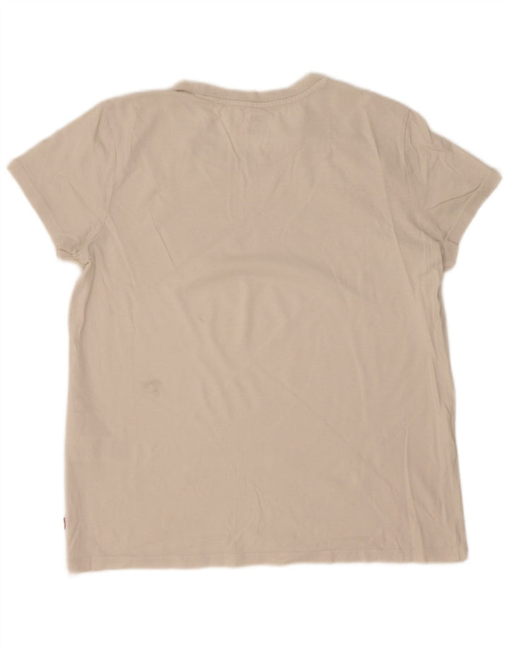 Levi's Womens Graphic T-Shirt Top UK 14 Medium White Cotton